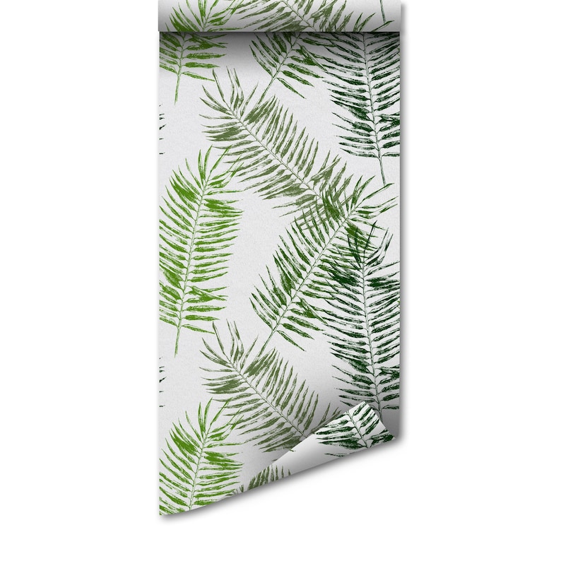Tropical Palm Leaf Wallpaper, Peel and Stick (Removable, Easy to Apply)