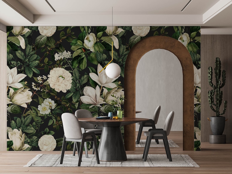 Self Adhesive Wallpaper: Moonlit Garden Botanical - Removable Peel & Stick