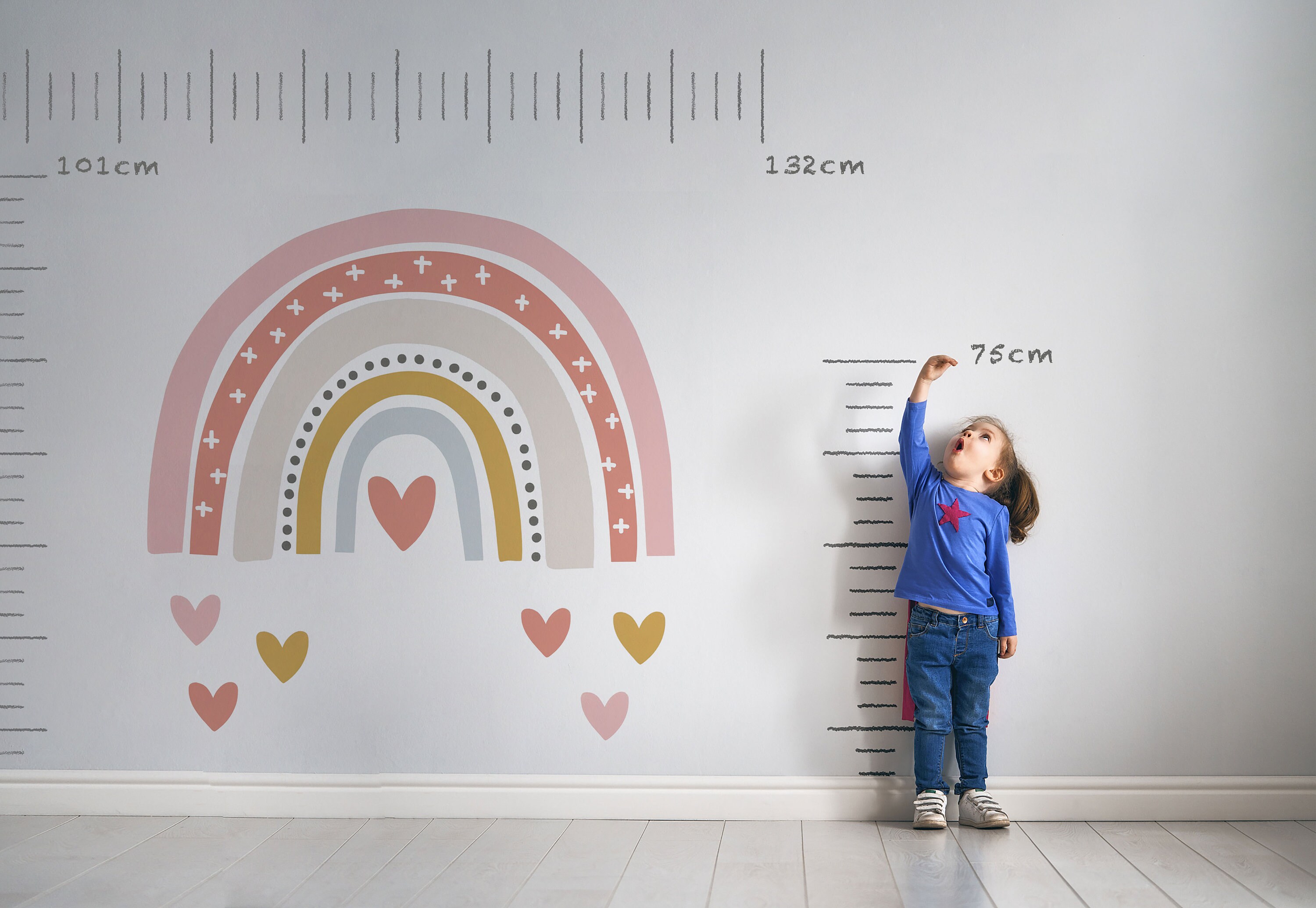 Watercolor Nursery Rainbow Wall Decal Large Peel and Stick Pastel Room ...