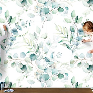 Eucalyptus Dream Wallpaper - Removable Wallpaper - Adhesive Wallpaper - Temporary Wallpaper - Floral Wallpaper - Mint Decor - Nursery - Wall