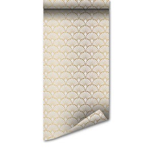Elegante Gold Art Deco Tapete zum Abziehen und Aufkleben | Abnehmbares geometrisches Wandbild | Luxuriöse Wohnkultur