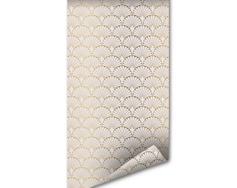 Gold Art Deco Wallpaper - Removable Peel and Stick Wall Mural, Non Toxic Decor, Butt Joint Seam