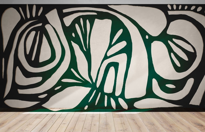Peel and Stick Wallpaper - Removable Green Mural Wall Art