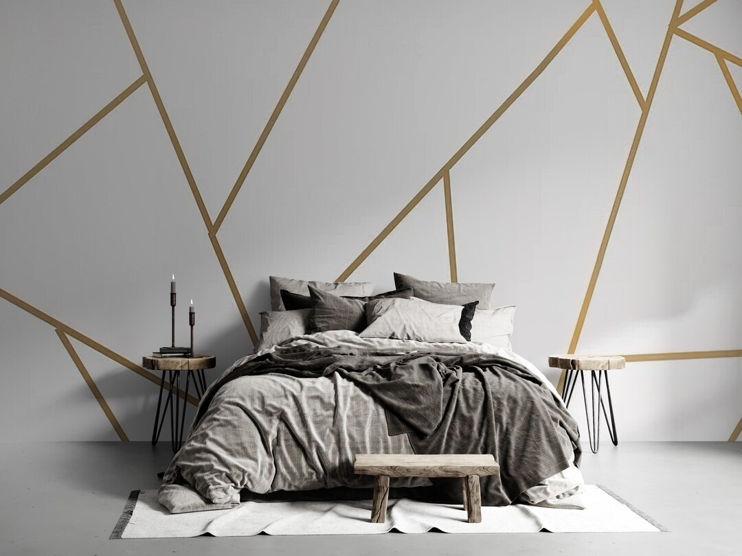 Gold Silver Wall Decal Geometric Line Wall Sticker Peel and Etsy