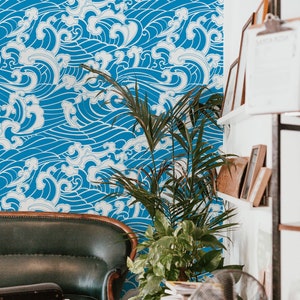 Waves | Removable Wallpaper | Peel and Stick Wallpaper | Wall Paper | Wall Mural
