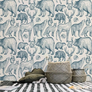 Forest Animals | Removable Wallpaper | Self-adhesive | Temporary wallpaper #19