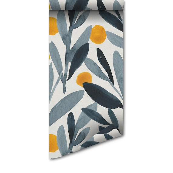 Removable Wallpaper: Painted Orange Scandinavian - Peel and Stick, Temporary Wall Cover, Self Adhesive Decor, Eco Friendly Paper