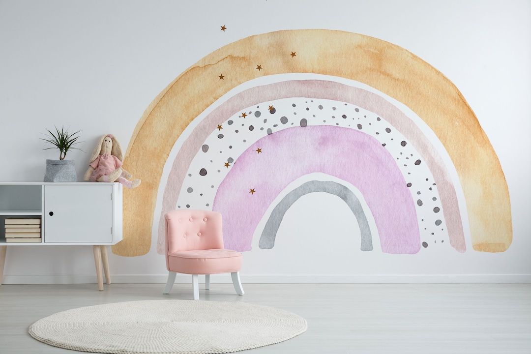 Rainbow Nursery Wall Decal, Floral Design (large Peel & Stick ...