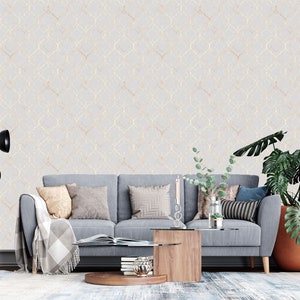 Moroccan Damask Peel and Stick Wallpaper - Cream Brown Gradient, Removable