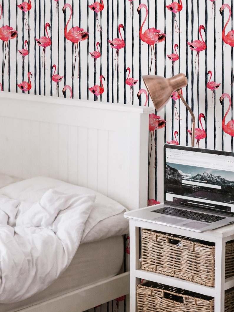 Flamingo Flamingo Removable Wallpaper Peel and Stick Etsy