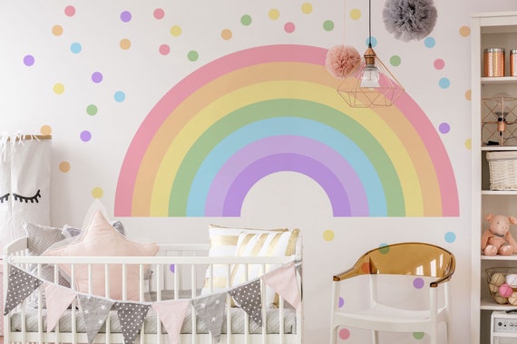 Rainbow Wall Decals: Pastel Polka Dots - Peel and Stick
