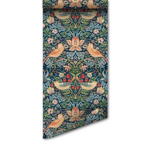 William Morris Strawberry Thief Wallpaper Peel and Stick Wallpaper – Removable Vintage Wall Mural for Home Decor Wall Art & Room Makeover