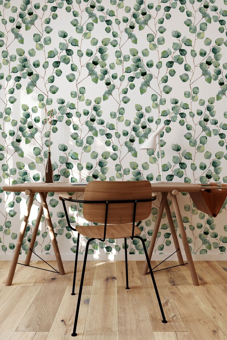 Green Leaves Wall Decor Removable Botanical Wallpaper