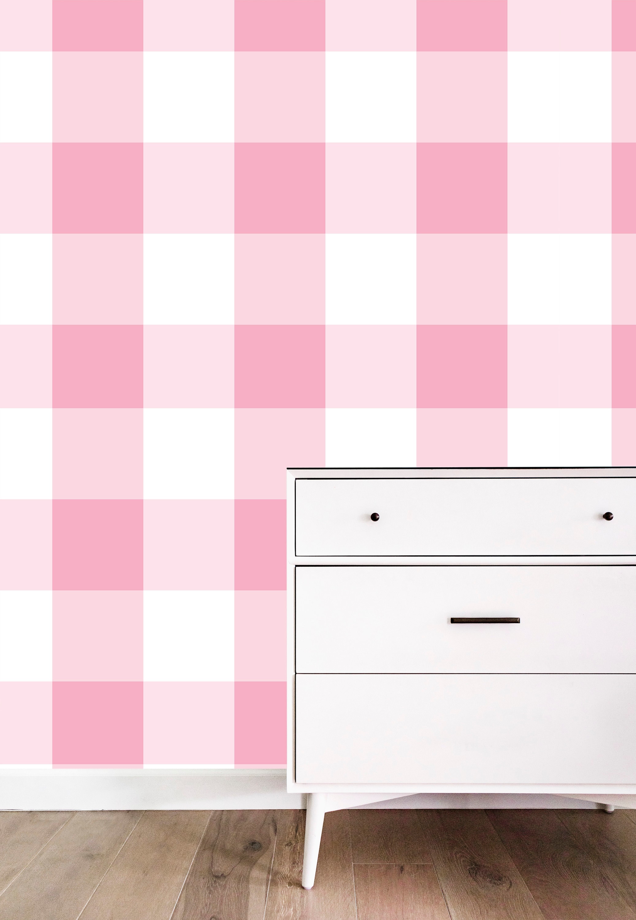 Pink Gingham Wallpaper Peel and Stick Wallpaper Removable Etsy