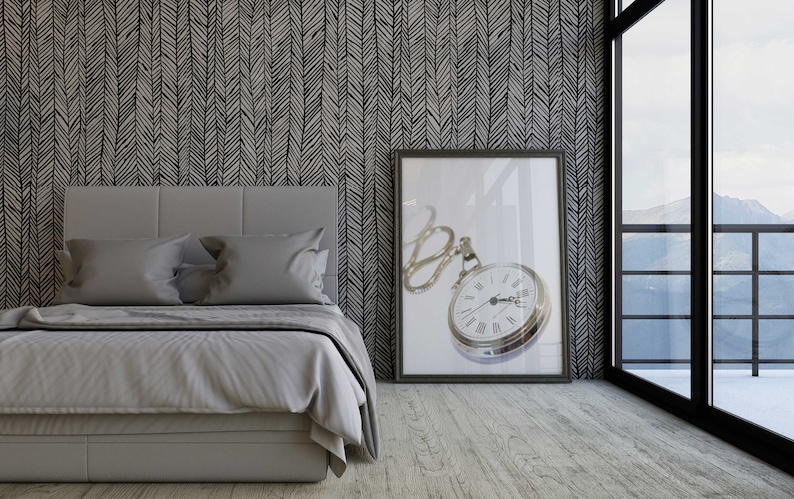 Herringbone Wallpaper: Scandinavian Peel and Stick, Removable
