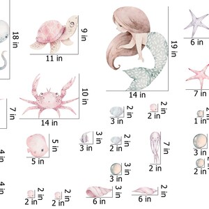 Nursery Mermaid Wall Decal, Watercolor Design (Peel and Stick)