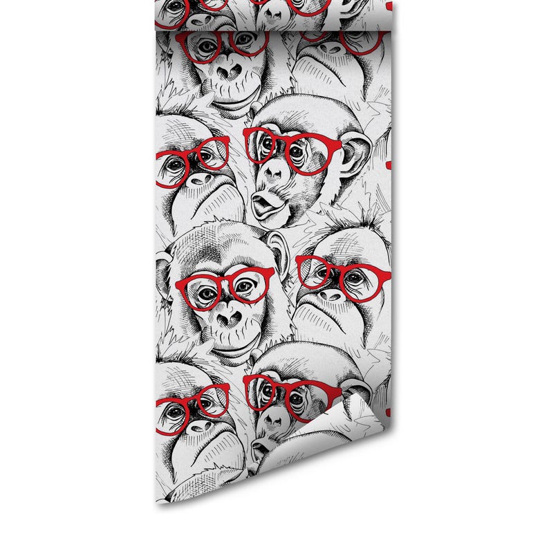 Watercolor Monkey Wallpaper - Removable Peel and Stick Design