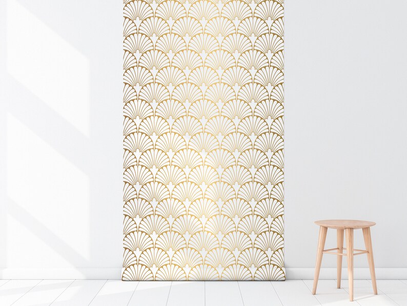Gold Art Deco Wallpaper - Removable Peel and Stick Wall Mural