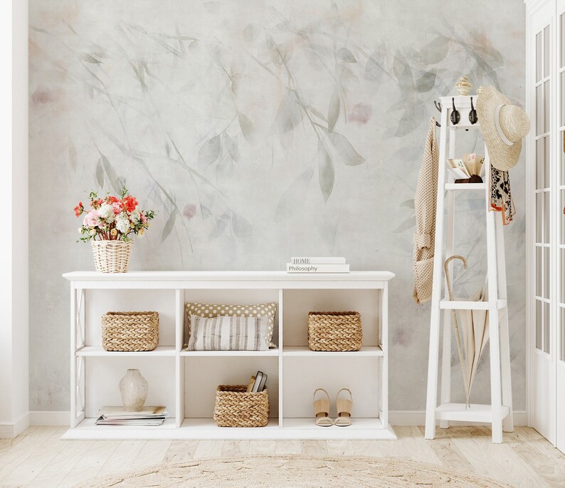 Romantic Leaves Wallcovering: Peel and Stick Wallpaper (Removable)