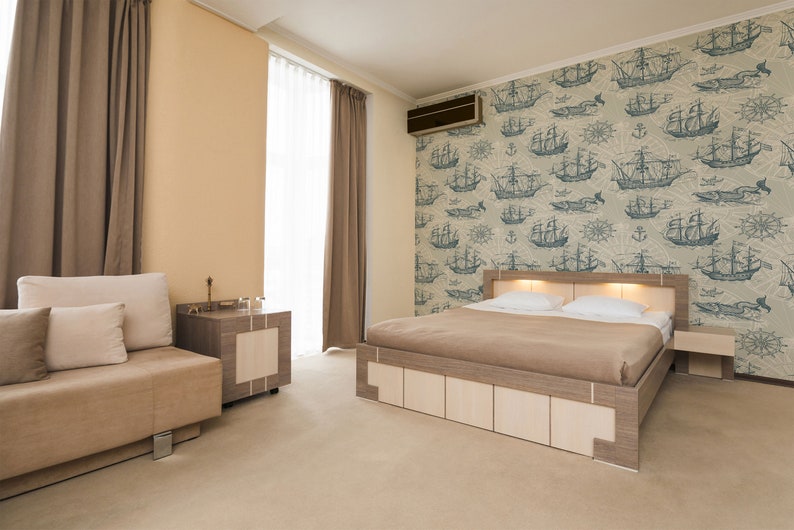 Old Style Sailor Wallpaper: Removable Peel and Stick Vintage Boat