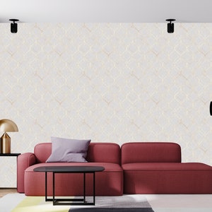 Moroccan Damask Peel and Stick Wallpaper - Cream Brown Gradient, Removable
