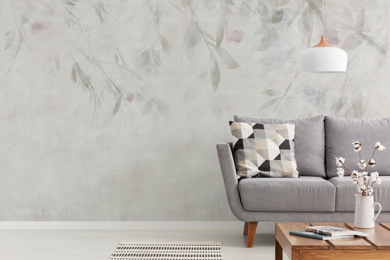 Romantic Leaves Wallcovering: Peel and Stick Wallpaper (Removable)
