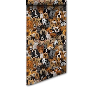 Peel and Stick Dog Removable Wallpaper – Cute Puppy Pattern, Easy Peel & Reposition, Durable Washable Wall Covering #24AC