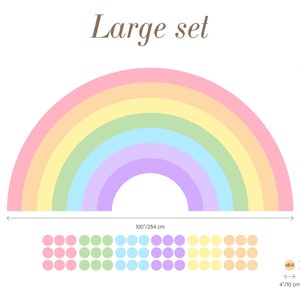 Vibrant Rainbow & Boho Dot Sticker, Large Nursery Mural, Peel Stick Applique for Girls Bedroom Decor