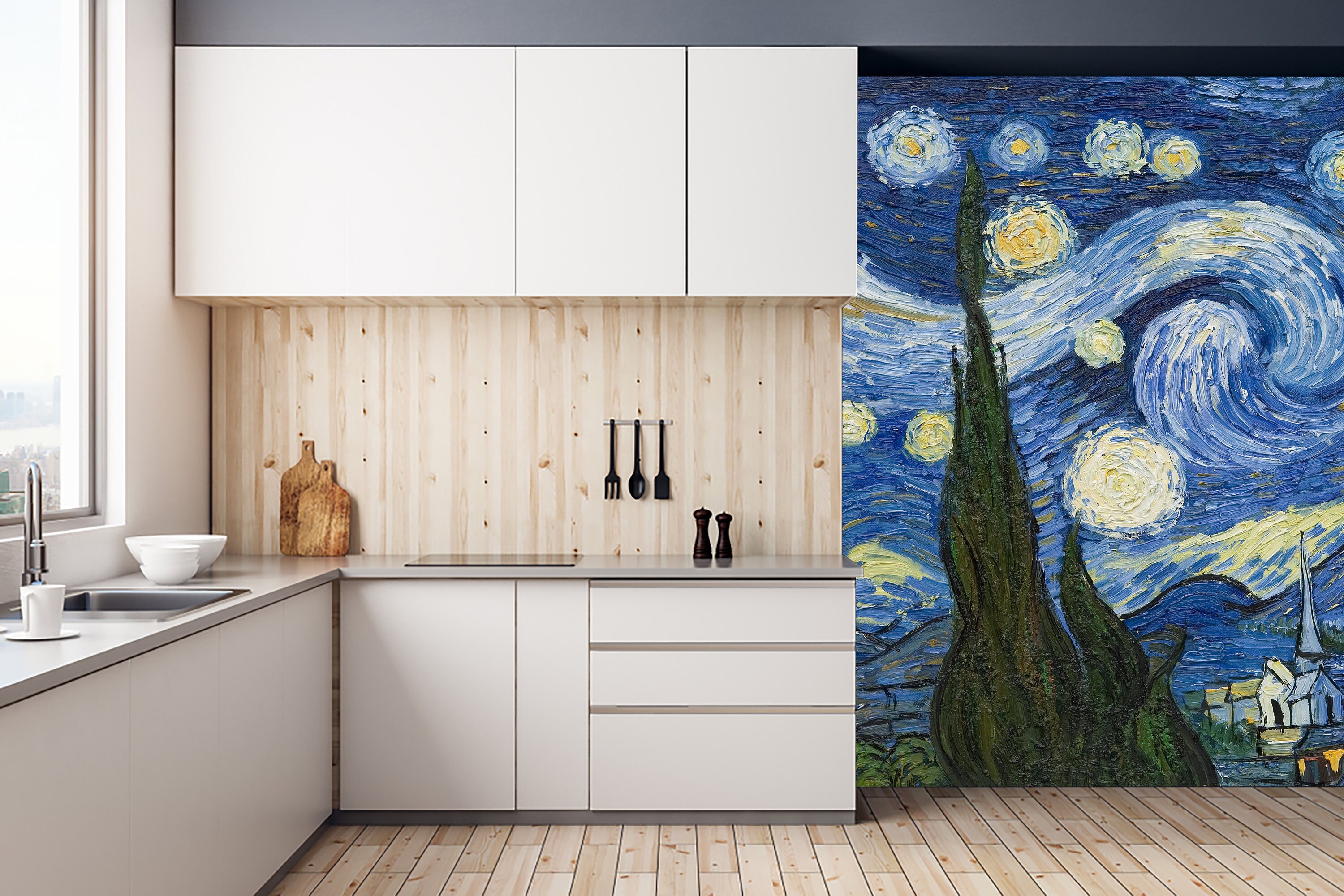 Starry Night by Van Gogh Wallpaper Peel and Stick Wallpaper Etsy