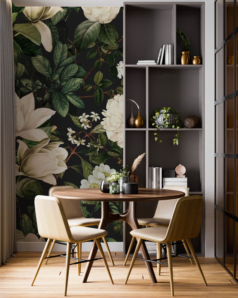 Self Adhesive Wallpaper: Moonlit Garden Botanical - Removable Peel & Stick