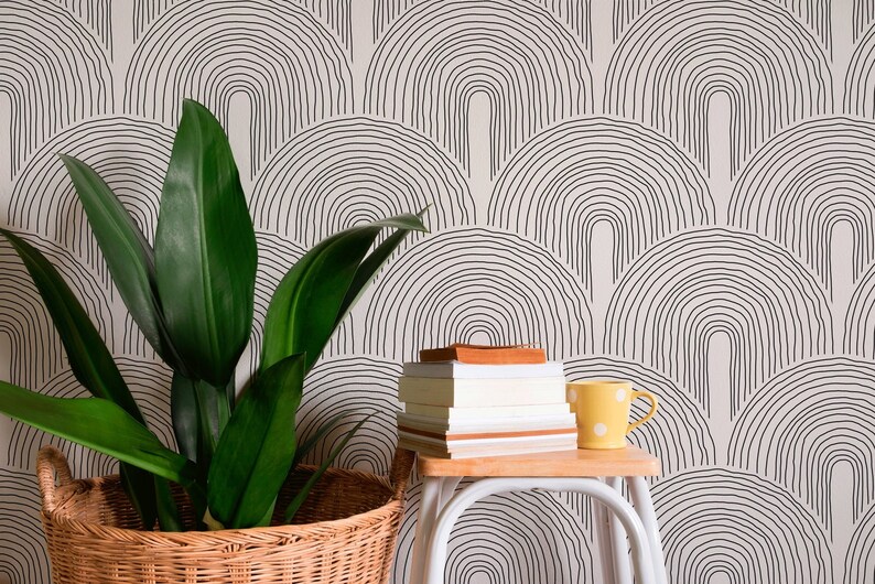 Removable Wallpaper: Elegant Line Art - Peel and Stick Design