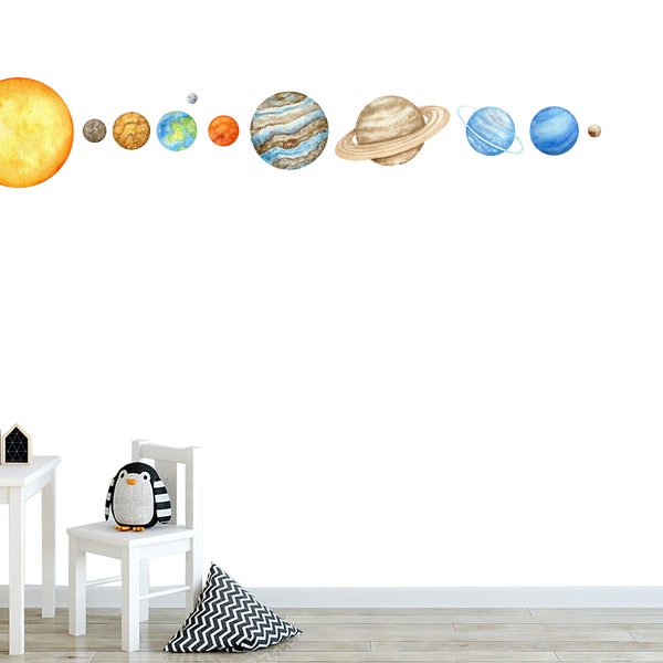 Watercolor Planets Decal - Solar System - Nursery decal - Watercolor Planets Graphics - Mars - Earth - Jupiter - Saturn