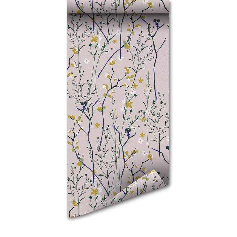 Wind Blow Flowers Removable Wallpaper - Scandinavian Peel and Stick