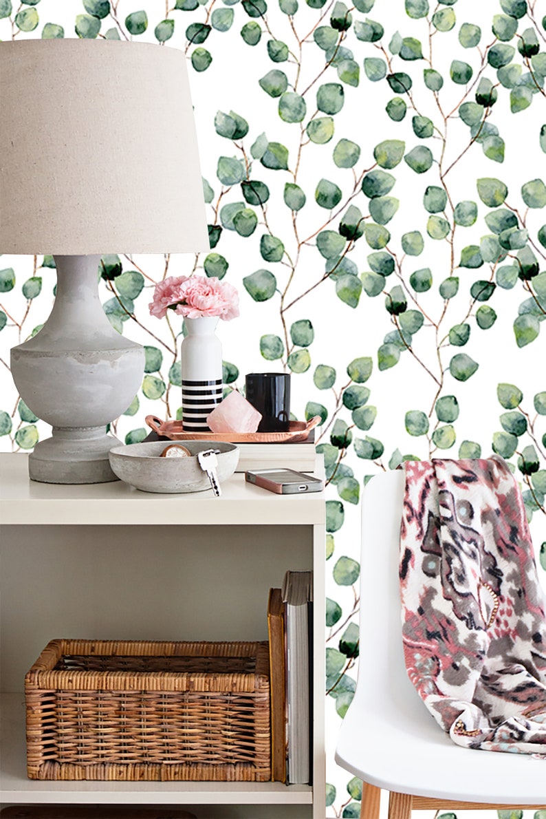 Eucalyptus Peel and Stick Wallpaper Temporary Wallpaper | Etsy