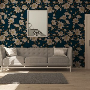 Dark Daisy Wallpaper Mural Moody Floral Peel and Stick