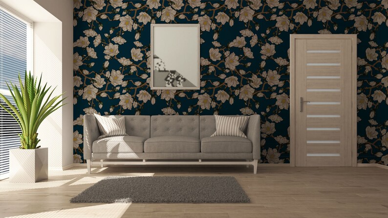 Dark Daisy Wallpaper Mural Moody Floral Peel and Stick