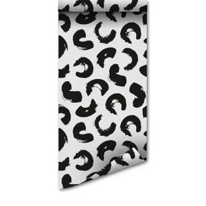 Zwart borstel abstract behang | Verwijderbare peel-and-stick | Zelfklevende muurdecoratie # 141