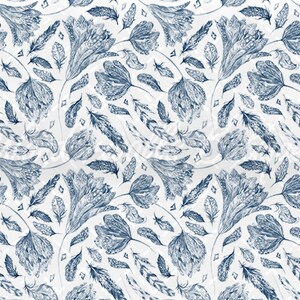 Indigo Boho Wallpaper: Removable Peel and Stick (Watercolor Floral)