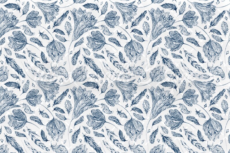 Indigo Boho Wallpaper: Removable Peel and Stick (Watercolor Floral)
