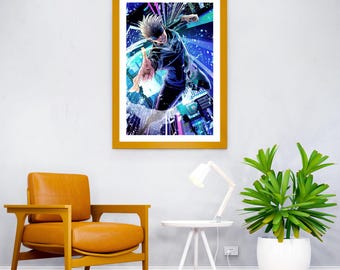 Gojo Satoru Anime Poster Jujutsu Kaisen Wall Art Manga Print Artwork Japanese Decor Fan Gift Otaku Room