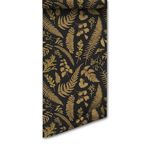Gold Ferns And Leaves | Removable Wallpaper | Self-adhesive | Temporary wallpaper #291