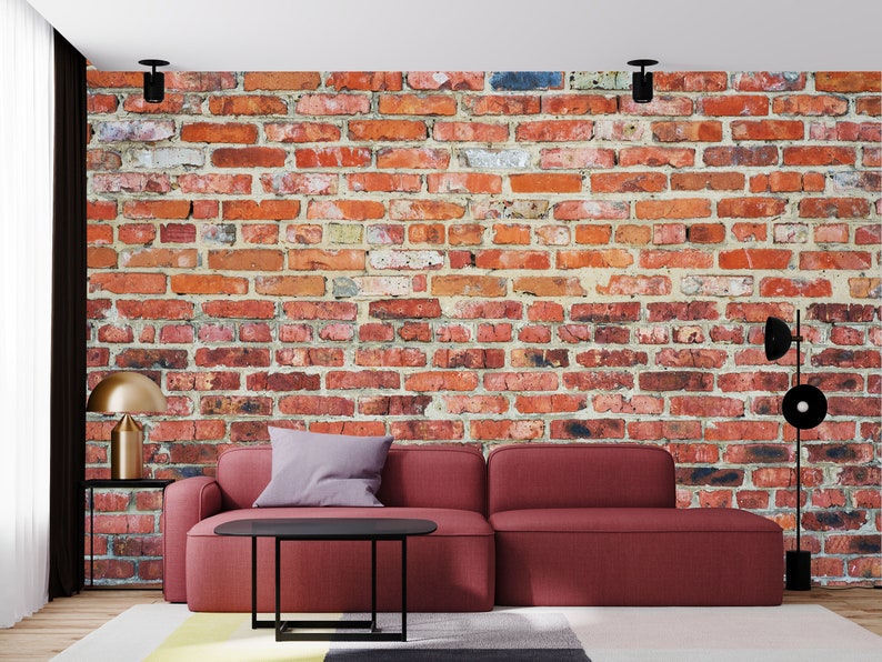 Red Brick Wall Style Wallpaper Rustic Brick Peel and Stick Etsy