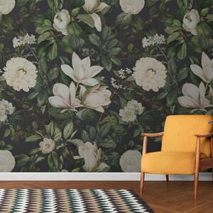 Self Adhesive Wallpaper: Moonlit Garden Botanical - Removable Peel & Stick