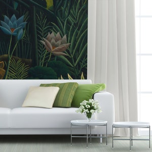 Dream Jungle Wallpaper Mural Rousseau Vintage Tropical Peel and Stick