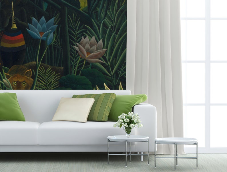 Dream Jungle Wallpaper Mural Rousseau Vintage Tropical Peel and Stick