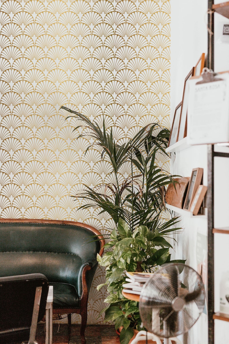 Gold Art Deco Wallpaper - Removable Peel and Stick Wall Mural