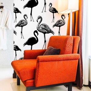 Removable Wallpaper: Retro Flamingo Pattern - Peel and Stick