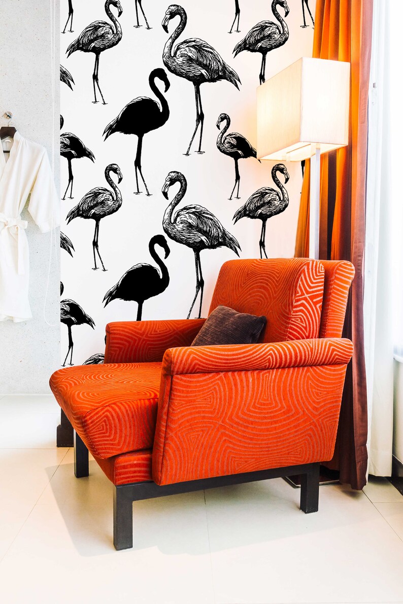 Removable Wallpaper: Retro Flamingo Pattern - Peel and Stick