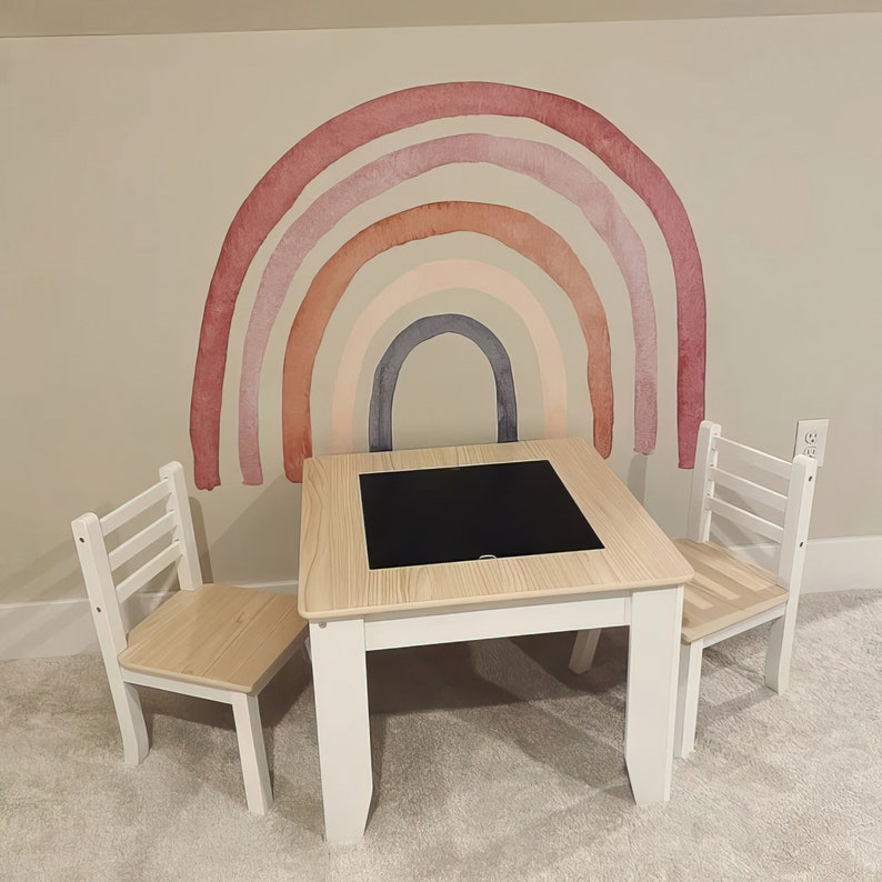 Muted Color Rainbow Peel Stick Mural, Boho Wall Decor for Toddler Bedroom, Earth Tone Aesthetic Damage Free Sticker