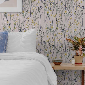 Wind Blow Flowers Removable Wallpaper - Scandinavian Peel and Stick
